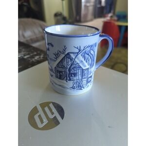 Vintage Otigari Blue Cobalt Classic Winter Scene Coffee Tea Mug Cup